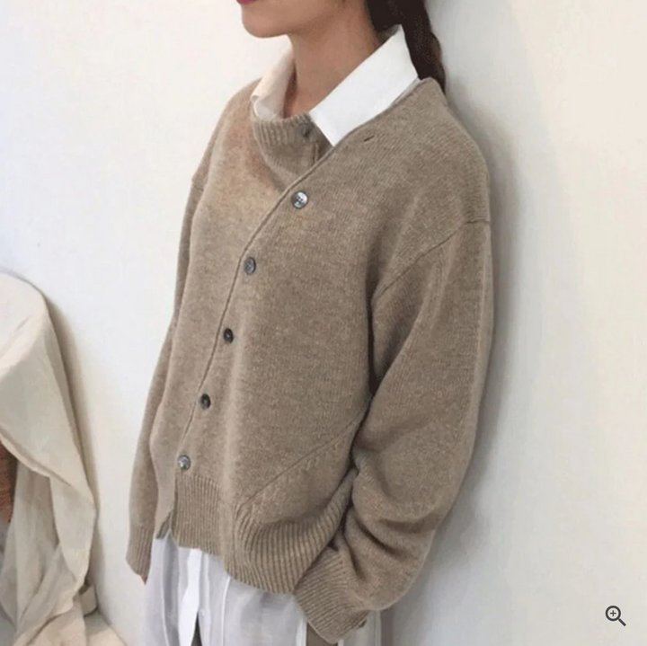 NIA⎮ASYMMETRIC CARDIGAN WITH UNIQUE BUTTONS