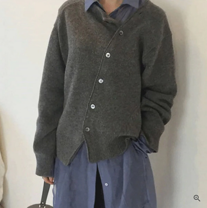 NIA⎮ASYMMETRIC CARDIGAN WITH UNIQUE BUTTONS