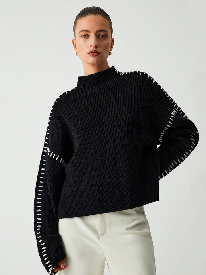 DESTINY⎮TURTLENECK SWEATER WITH PIQUE DETAILS