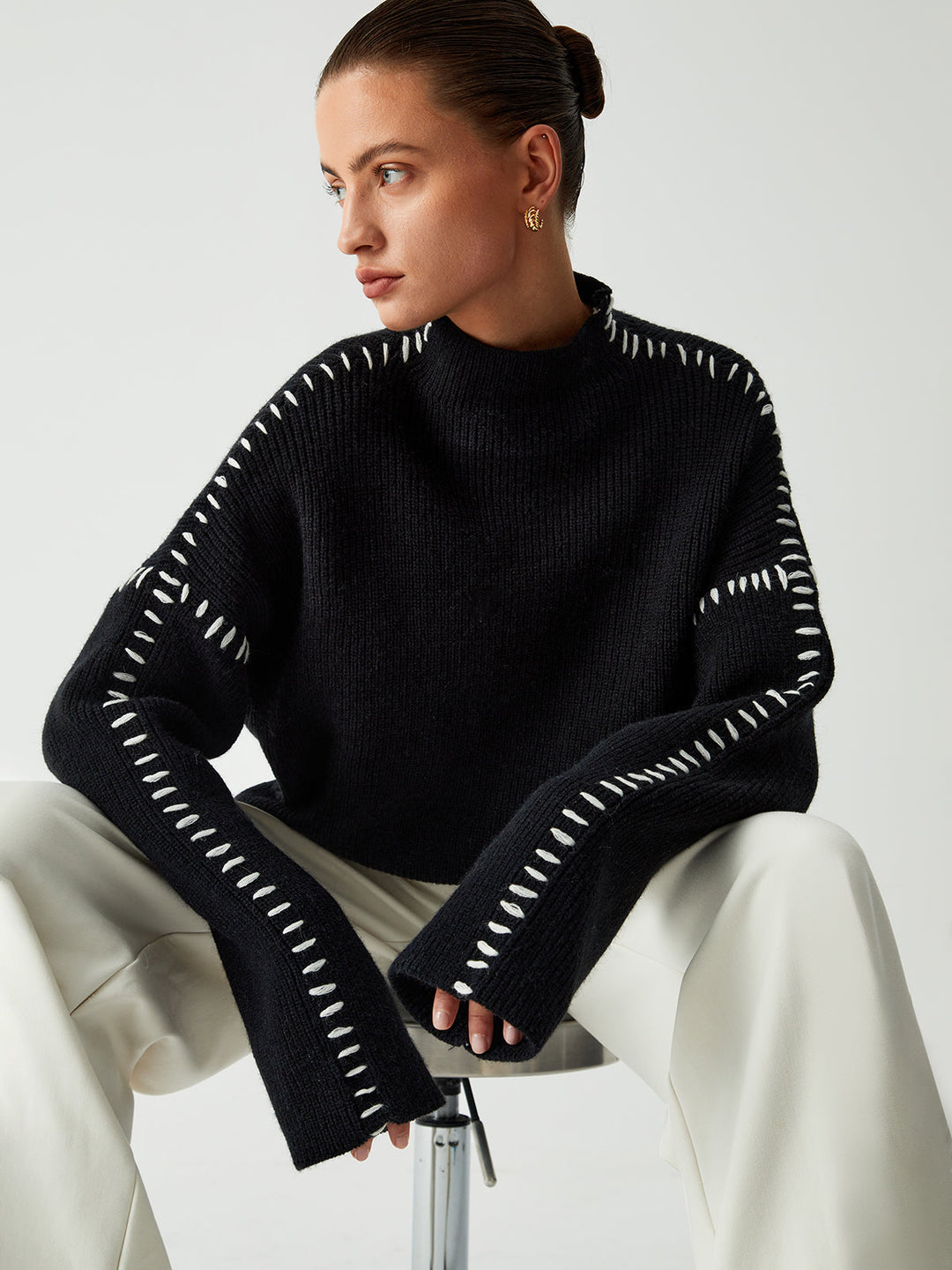 DESTINY⎮TURTLENECK SWEATER WITH PIQUE DETAILS