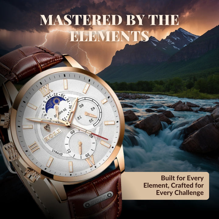 Renley's Luxury Moon Phase Quartz Wrist Watch