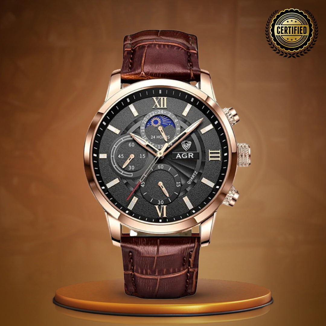 Renley's Luxury Moon Phase Quartz Wrist Watch