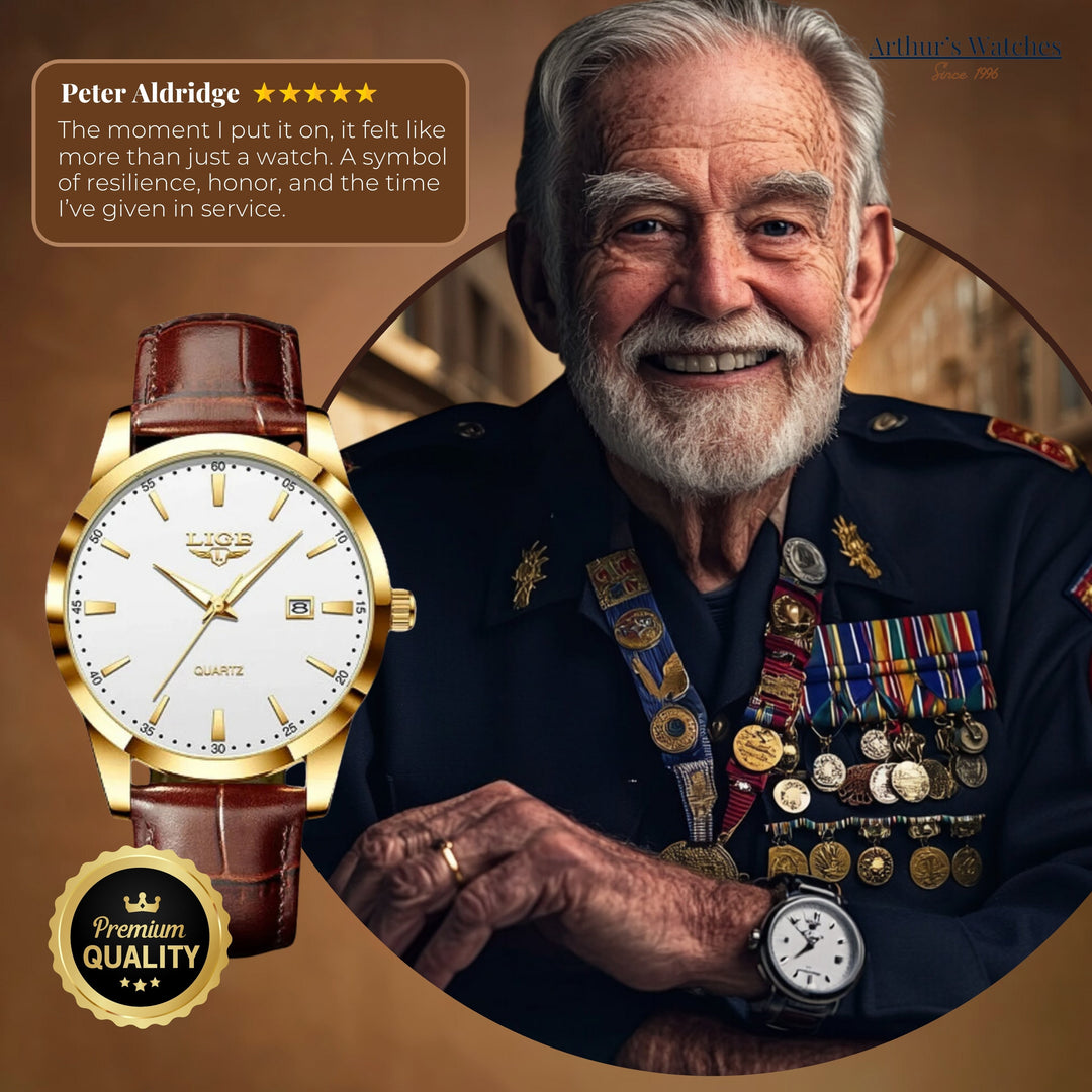 Renley's Gold Luxury Military Inspired Wrist Watch